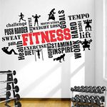 StickMe 'Gym - Fitness - Bodybuilding - Sport - Workout - Creative - Colorful - Word Cloud - Wall Sticker' -SM817 (Multi Colour, Vinyl - 110cm X 65 cm)