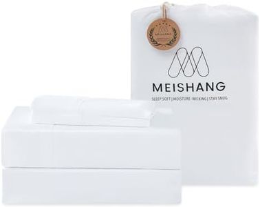 MEISHANG Bamboo Viscose Sheet Set Queen Size - 100% Pure Organic Viscose - 400TC Bamboo Viscose Cooling Bed Sheets Set - Fit 16 Inch Deep Pocket - 4 Piece Set Silky Soft - Queen, White