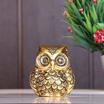 KridayKraft Vintage Metal Owl Action Showpiece And Paper Weight Metal Handicraft Idol For Home Decor And Office.,8 Cm,9 Cm,Gold