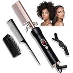 Hot Comb, Electric Hot Comb for Wigs, Hot Comb Hair Straightener with 120-230℃ LCD Display, Quick Heated Afro Comb Women, Anti-Scald Beard Straightening Comb, Hot Brushes for Hair Styling