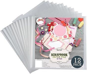 Samsill Scrapbook Storage Organizer Folders 12x12 Inch, 12 Pack, Paper Files with Customizable Tabs, Includes 12 Blank White tabs, Top-Loading, Heavy-Duty Files, Super Clear