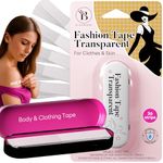 Bloomora Fashion Tape – Double Sided Clothing Adhesive for Women & Men – 36 Transparent Strips (3” x 0.5”) – Waterproof Adhesive Strips for Body & Dress – Fabric Tape - Metal Box
