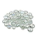 Meschett 50PCS Mini Glass Gems,Clear Mancala Stones Flat Bottom Marble Beads for Home Decorative Art Craft Vase Filler(0.5"~0.7")