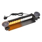 ROUTEKING LED Upgraded Version Recovery Light - Emergency Warning Light 14" 12 LED 9 Flashing Modes, High Intensity Strobe Flashing Windshield Lamp Mini Visor Strobe Bar for Car Truck (Amber/White)