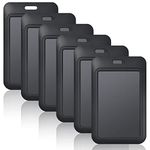 KLEBREIS 6 Pack ID Card Holder Plastic Black Vertical Plastic Card Case Protector Pouch Slide Open ID Card Case Proximity Key Cards for Office School