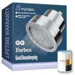MyHalos® Shower Filter for Hard Water UK - High Pressure Fixed Filter Shower Head to Reduce Chlorine, Water Softener - Easy to Install Power Filtered Showerhead (Chrome)