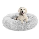 Plush Calming Dog Bed, Donut Dog Bed for Small Medium Large Dogs, Anti Anxiety Round Dog Bed, Soft Fuzzy Calming Bed for Dogs & Cats, Comfy Cat Bed, Marshmallow Cuddler Nest Calming Pet Bed