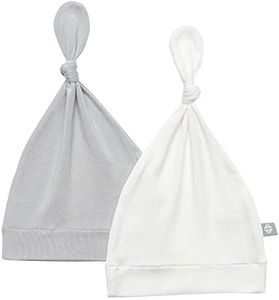 KYTE BABY Rayon Made from Bamboo Baby Beanie Hats Soft Knotted Caps - 2 Pack (3-6 Months, Storm/Cloud)