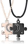 MJartoria Best Friend Necklaces, Friendship Necklace Puzzle Piece Necklaces Set Gifts for Women Teens BFF Necklace for 2, 20 inches, Metal, No Gemstone