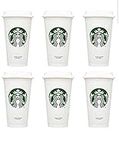 STARBUCKS Reusable Cups Recyclable Grande 16 OZ Plastic Travel to Go Coffee Cups (6pcs)