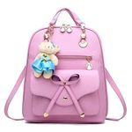 Bizanne Fashion Cute Bowknot Teddy Standard Backpack For Women | Standard Backpack For Girls | Gift For Girls (Baby Pink)