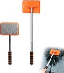 Dual Magnetic Car Windshield Cleaner Microfiber Car Window Cleaner Kit (Orange)
