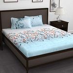 Story@Home Bedsheet for King Size Bed | 240TC | Sky Blue | Floral | 1 Piece Cotton bedsheets for King Size Bed with 2 Pillow Covers (270 x270cm) Perfect for Festive Gifting | 100% Cotton bedsheet