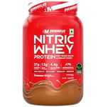 Bigmuscles Nutrition Nitric Whey protein | 27g Isolate Whey Protein | ProHydrolase Enzyme Tech. for Faster Absorption & Lean Muscle Growth | Cafe Latte | 1Kg