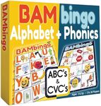 THE BAMBINO TREE Alphabet and Phonics Bingo - ABC Learning Letter Recognition and CVC Words with Pictures - Phonics Games for Kids Ages 3-6 yrs Preschool Kindergarten