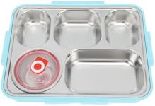 Stainless Steel Lunch Box, 5 Compartments Bento Lunch Box with Lid, Chopsticks, Spoon, Soup Bowl, Reusable Lunch Container, Portion Control Divided Dinner Tray for School, Office