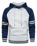 LBL Hoodies for Men Pullover Fleece Hooded Sweatshirts Colour Block Sport Outwear Hoody Blue L