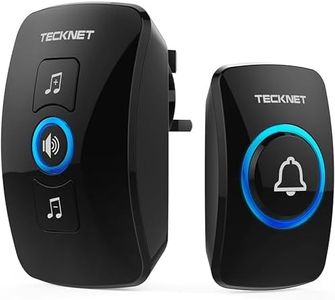 TECKNET Wireless Doorbell, IP65 Waterproof Wall Plug-in Door Bells Wireless Cordless Chime Kit at 1300-feet Range, 60 Chimes & 5 Level Volume, Battery Operated, Plug in Door Entry Bell