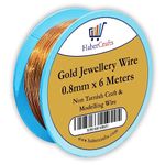 0.8mm Gold Jewellery Wire Tarnish Proof Brass Bendable Metal Wire for Jewellery Making Sculpting Modelling Crafts Wire Weaving & Wrapping (0.8mm - Gold - 20 Gauge - 1 Spool - 6 Meters)