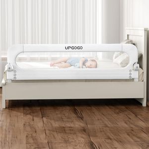 UPGOGO Folding Bed Rail for Toddlers,Safety Baby Bed Rail Guard,Kid Bed Rail with Reinforced Anchor Safety System,Bed Rail for Baby Fit Bunk,Full Size,Queen,King,Twin(White,71"x23.6")