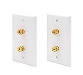 VCE Speaker Wall Plate UL-Listed, 2-Port Keystone Wall Plate with Banana Keystone Jack Insert Plug for Speakers, 2 Pack