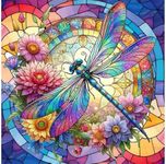 Dragonfly Diamond Painting Kits for Adults-Diamond Art Kits for Dragonflies Adults,Round 5D Stained Glass Gem Art Kits for Adult DIY Crafts Kits Gift Home Wall Decor Gifts(14x14inch)