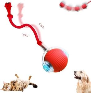 Interactive Cat Ball Toy, New Agility Move Cat Balls, Automatic Cat Ball Toys with Cord Imitation Mouse, Smart Self Rolling Interactive Cat Dog Ball for Dog/Cat (Red)