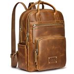 S-ZONE Vintage Genuine Leather Backpack Purse for Women Men Rucksack Travel Daypack with Luggage Sleeve