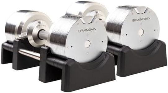 BRAINGAIN Mancuernas Ajustables - 41,5kg Cromo - Pesas versátiles para el Entrenamiento de Fuerza en casa