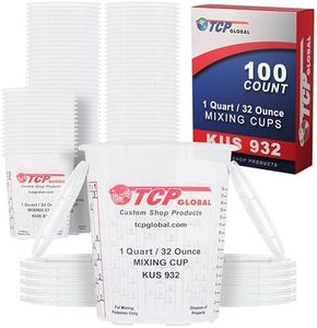 (Full Case of 100 each - Quart (32oz) PAINT MIXING CUPS) by Custom Shop - Cups are Calibrated with Multiple Mixing Ratios (1-1) (2-1) (3-1) (4-1) (8-1) BOX of 100 Cups includes 12 bonus Lids