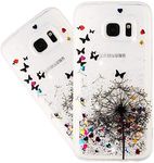 IMEIKONST Glitter Liquid Case for Galaxy S6, Sparkle Sequin Floating Shiny Quicksand Transparent Silicone TPU Shockproof Protective Bumper Cover for Samsung Galaxy S6 (Bling Dandelion XY)