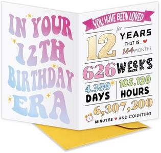 Cute 12th Birthday Card for Girls Boys, Happy 12th Birthday Card Gift, 12th Birthday Decor Ideal, 12 Years Old Birthday Card Daughter Son, Twelfth Birthday Card Her Him, Best 12th Birthday Gift