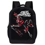 Marvel Comics Spiderman Backpack - Into The Spider-Verse Black Knapsack 16 inch Mesh Padded Bag, Miles Morales, One Size, Spiderverse Knapsack