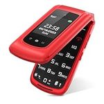 Senior Mobile Phone , GSM Sim Free Unlocked Easy to Use Basic Cell Phones, Flip Phone with Dual Color Display | SOS Button | FM Radio | Torch |1000mAh Battery | Large Buttons | Speed Dial (Red)