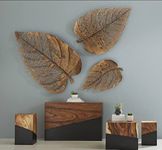 SNS Decor Metal Leaf Set of 3 (Color- Brass Antique) Wall Art Decorations | Modern Luxury Metal Wall Art Decor For Home, Restaurant, Hotel & Office (Design-092)