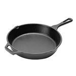 Pigeon Long Lasting Cast Iron Fry Pan, Naturally Non-Stick, Even Heat Distribution and Retains Heat for Long That Compatible with All Heating Source - Black