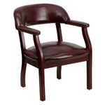 Flash Furniture Conference Chair with Accent Nail Trim, Wood, Oxblood Vinyl, Set of 1