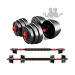 Adjustable Dumbbells With Connecting Rod Hand Weights Set for Men Women 20 Kg Bodybuilding Barbell Bench Press Exercise Fitness Training Home Gym Free Weights Dumbbells Set (20)