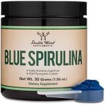 Blue Spirulina Powder - Maximum 35% Phycocyanin Content, Superfood Powder from Blue-Green Algae, Mixes into Smoothies and Protein Drinks, Plant Food Coloring (One Month Supply) by Double Wood