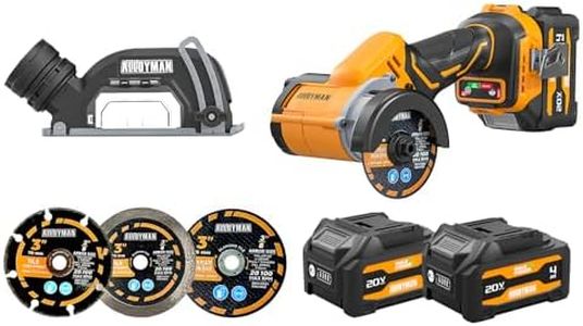 ALLOYMAN 20V Cordless Mini Circular Saw, Brushless 18,000 RPM, 3-Inch CuttingTool with Forward/Reverse, LED Light, 2×4.0Ah Batteries & Charger, for Metal, Pipe, PVC Cutting