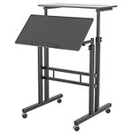 soges Adjustable Stand Up Desk Computer Desk Mobile Workstation Sit-stand Desktop Standing Desk, Laptop Desk Black