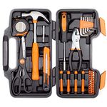 CARTMAN 39 Piece Tool Set General Household Hand Kit with Plastic Toolbox Storage Case Orange