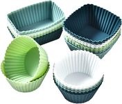 Dtzzou Silicone Cupcake Baking Cups 24 Pack Reusable & Non-Stick Muffin Cupcake Liners 3 Shapes Cake Molds Sets for Party Supplies