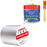 Fletix Leakage Repair Water Proof Duct Tape For Pipe Leakage & Transparent Waterproof Glue Repairing Super Strong Bonding Sealant Invisible Waterproof Agent (4"in X 5m Tape + 300gm Glue, 01)