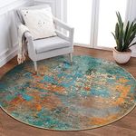 Lahome Modern Abstract Round Rug - 3Ft Colorful Entry Circle Rug Non Slip Kitchen Rugs Washable Front Door Mat, Contemporary Indoor Throw Small Bedroom Carpet for Living Room Entryway Foyer Sink