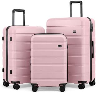 Coolife Luggage Set, Lightweight Durable Hardshell, 3 piece, Pink