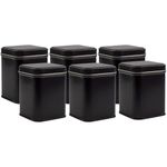 Cornucopia Square Black Metal Tins (6-Pack); for Tea, Gift Boxes, and Storage, 3-Inch Tall, 1-Cup Capacity