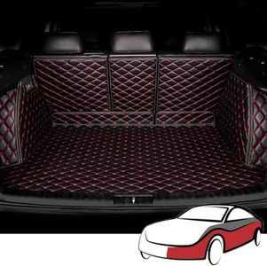 Voiture Cuir Tapis De Coffre pour Tesla Model 3 Highland 2024 Car Trunk Mat Boot Mats Entièrement Entouré Personnalisation Liner Accessoires,BlackRed