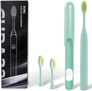 CURA32 Electric Toothbrush - Waterproof Ultrasonic Toothbrush with 37500 VPM High-Frequency Vibrations, Soft Dupont Bristles & 2-Min Timer - Deep Cleaning for Teeth and Gums (Green)