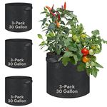 Grow Bags 30 Gallon 3 Pack Fabric Pots Heavy Duty Thickened Nonwoven Garden Planting Bags with Handles for Tomato Vegetables Fruits Indoor Outdoor